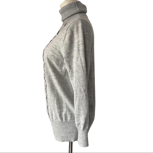 Diane Von Furstenberg DVF grey wool Diamond  pattern turtleneck sweater - Picture 3 of 8